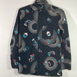 Tween Men Colorful Casual Long Sleeve Button Front Shirt
